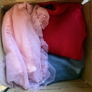 Red Sweater and Pink Tulle Skirt Set